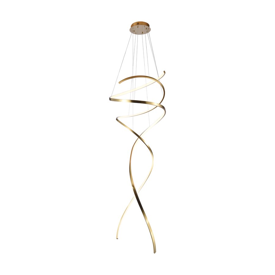Initial — sculptural twisted brass ribbon pendant, designed and manufactured by Streamlight for DARK
