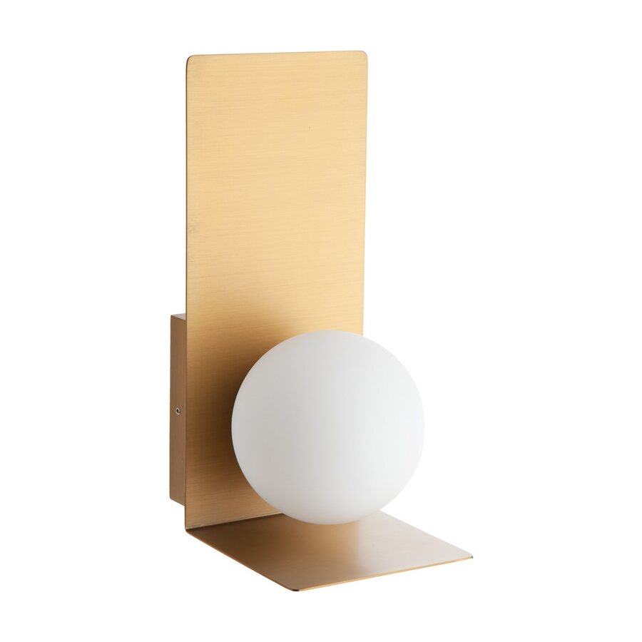 Siya — brass plate and opal globe wall light, designed and manufactured by Streamlight for DARK